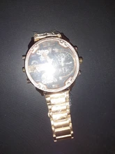 XFCS-reloj grande de acero dorado para hombre, de cuarzo, informal, con doble horario, Militar