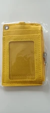 ¡Producto en oferta! Monedero de cuero PU portátil, porta tarjetas de identificación, de negocios, porta tarjetas de crédito, llavero, funda para tarjetas de autobús, novedad 1 unidad