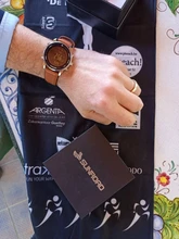 Reloj Digital deportivo para hombre, altímetro brújula barómetro 100m, correa de cuero de acero inoxidable resistente al agua