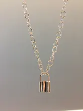 Cadena de eslabones Punk para mujer, colgante con candado de color dorado y plateado, joyería Punk