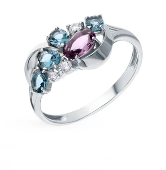 

Silver ring with crystals and cubic zirconia sunlight