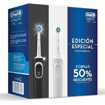 

Pack 2 cepillos dentales braun oral-b vitality 100 - blanco+negro - 2*bases de carga - temporizador