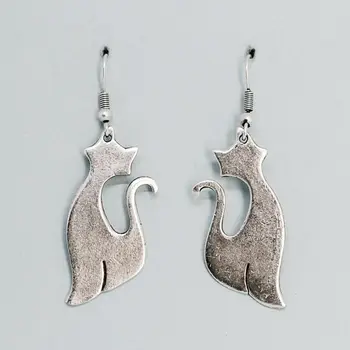 

Earrings jewelery kitten (Lock-hook, jewelery alloy, silver) 53408