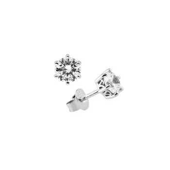 

Earrings Silver 6 Claws with Zircons 5 mm