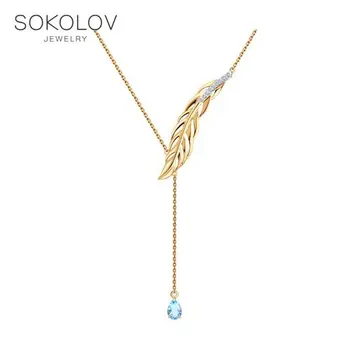 

Necklace Sokolov from gold with Topaz and cubic zirconia, fashion jewelry, 585, women's male