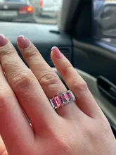 Anillos blancos de cristal de arcoíris bohemios para mujer, Baguette brillante de moda, Circonia cúbica, anillo de piedra, joyería para fiesta y boda