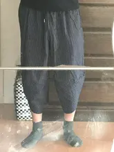 Pantalones de Harem de algodón de los hombres de verano de 2021 japonés Vintage a rayas de los hombres mujeres Hip Hop de talla grande ancho pierna pantalones Pantalon