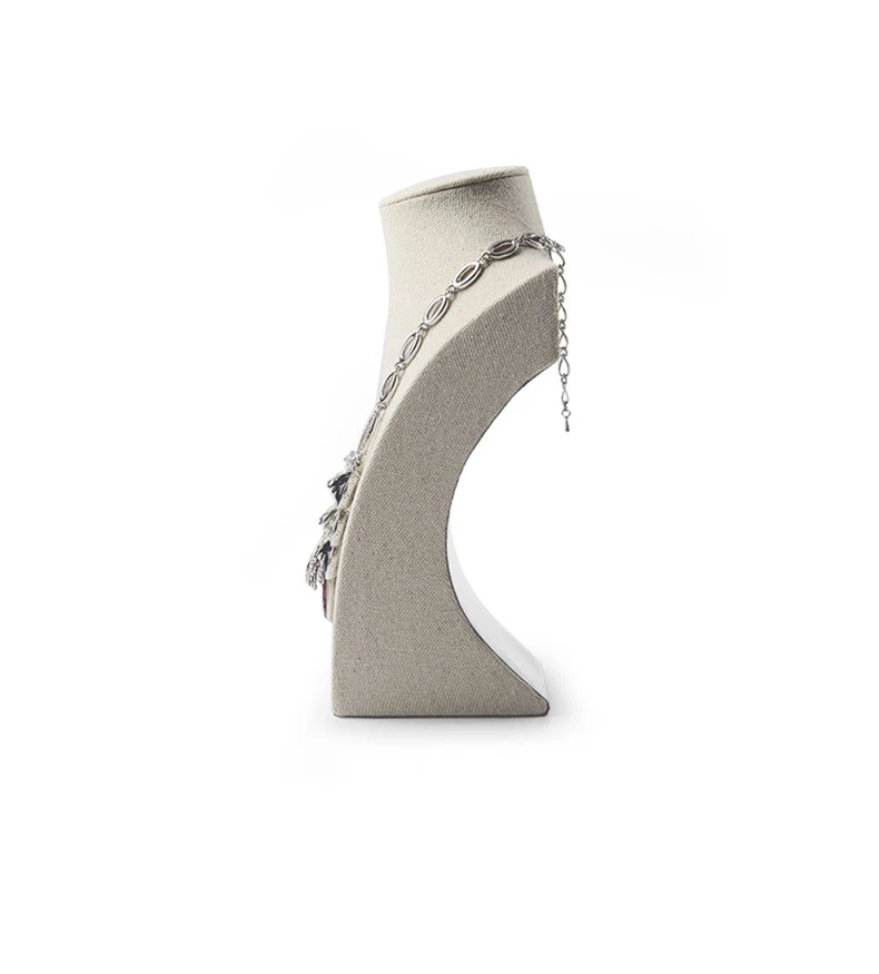 Oirlv Beige Leinen Halskette Mannequin Halskette Display Büste Schmuck-Display Stand Halter Regal Schaufenster für Shop Schrank – Detail 10