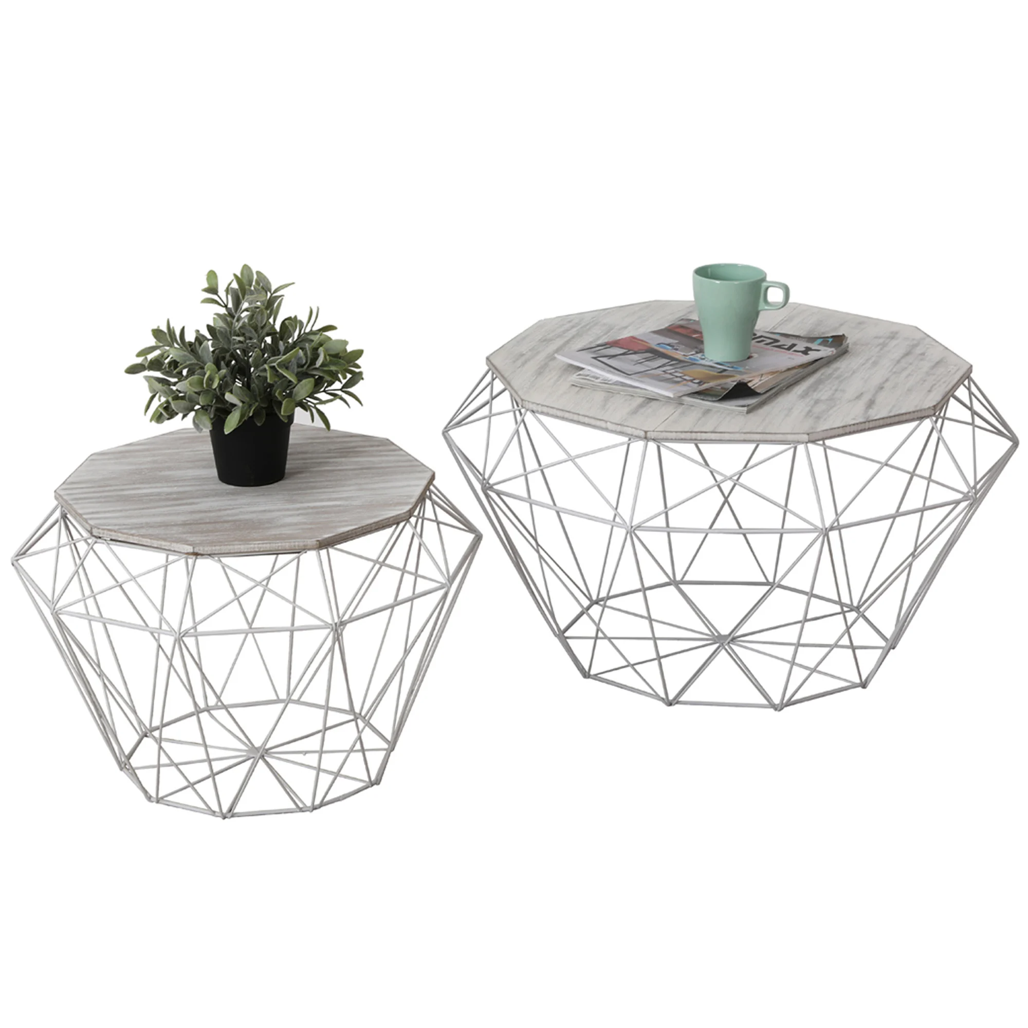 Set 2 Nepal Coffee Coffee Coffee Tables With Natural Wood Lid And Blank