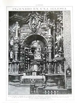 

Cutout Magazine Sphere 1916. Fire in to church. Virgin oof las Angustias, Grenada-Fot. Towers Molina