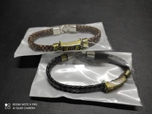 HEYu-pulsera trenzada de cuero con personaje de dibujos animados, brazalete de aleación, joyería para disfraz