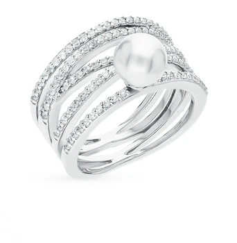 

Silver ring with cubic zirconia and pearls sunlight sample 925