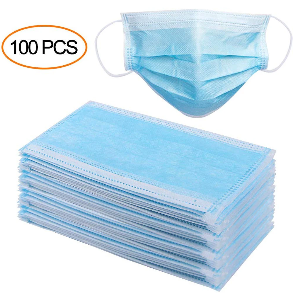 

Disposable Mask with Elastic Ear Loops - Face Mask 100 PCS - Soft & Comfortable Filter Safety Mask for Dust Protection