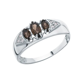 

Silver ring with раухтопазами and cubic zirconia sunlight sample 925