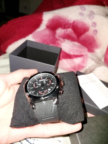 Megir Men Black Silicone Sports Quartz 