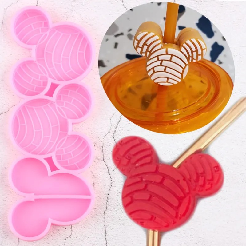 Molde de silicona con cabeza de ratón para decoración de pasteles, moldes de resina epoxi para Concha, pan, Pajita, Fondant, Chocolate, caramelo