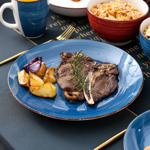 Vancasso Bella-M 48-Pieces Porcelán Vacsorakészlet Szüreti Megjelenés Kerámia Tányér 12*Vacsora Tányér, Desszert Tál, Bögre Készlet - Image 3