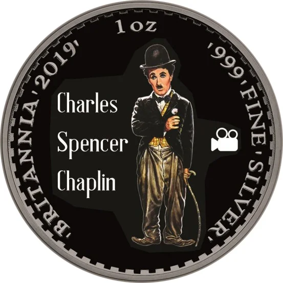 CHARLIE CHAPLIN Britannia Ruthenium 1 унция Серебряная монета 2 фунт стерлингов Великобритания