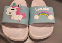 Suihyung-Zapatillas de unicornio arcoíris para niños y niñas, zapatos de playa para niños, pantuflas suaves para interiores