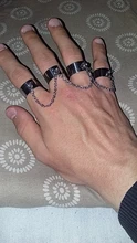 Anillos Punk de Hip Pop para mujer, cadena ajustable multicapa, cuatro anillos abiertos para dedos, anillos giratorios de aleación para mujer, regalo de fiesta