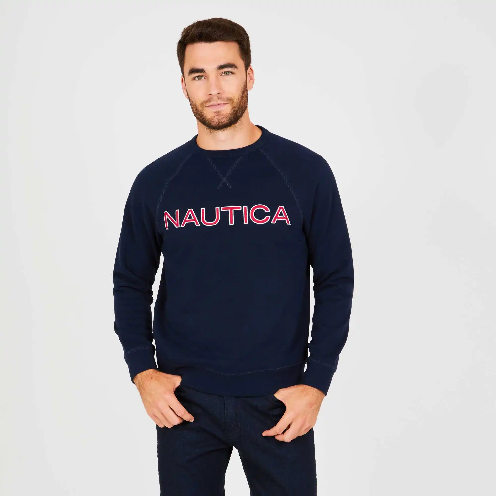 Nautica Джерси Мужской нагрудный логотип хлопок темно-синий K83171.4NV
