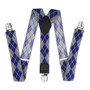 

Pants suspenders with reinforced clips (3.5 cm, 3 clips, gray, blue) 55722