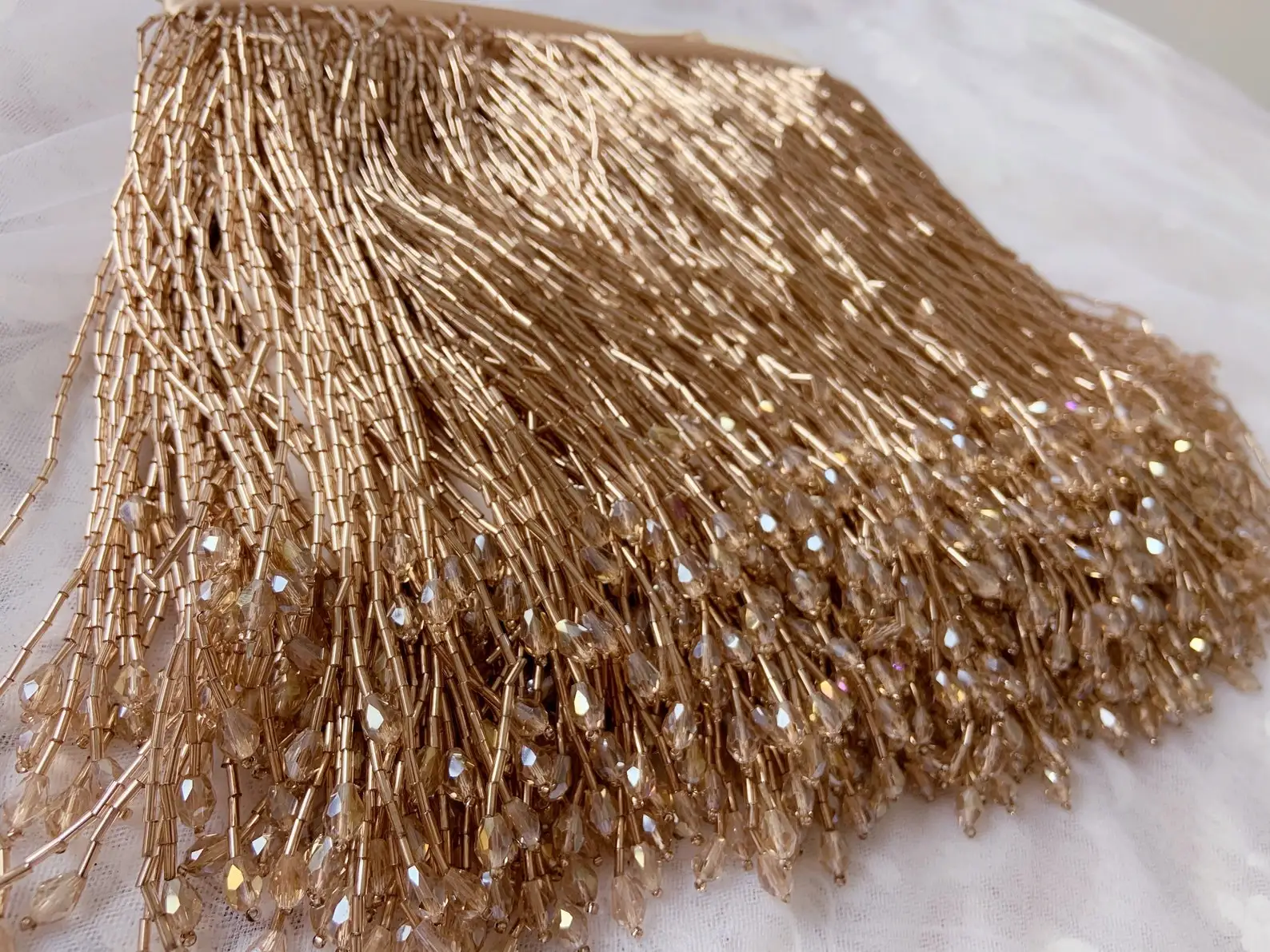 1 yard Gold Heavy Bead Fringe Tassel Trim For Dance Costume Haute Couture Dress Trimming beading fringe gold silver blue