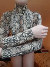 EIFER-Body de leopardo para mujer, Body Sexy ajustado, traje de cuello alto de manga larga, mono estampado