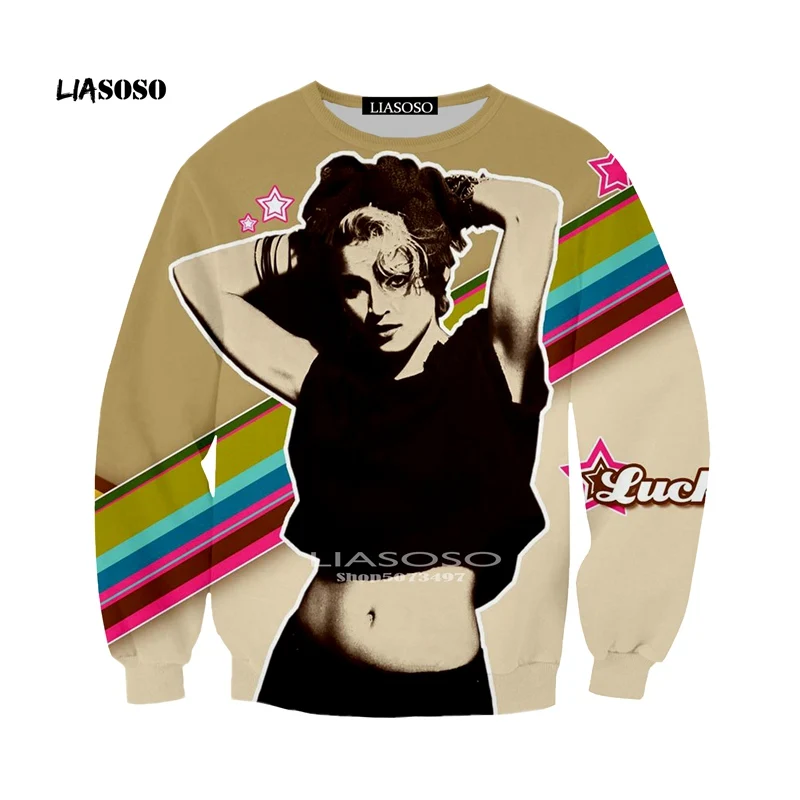 LIASOSO весна осень для мужчин и женщин Повседневный пуловер с длинными рукавами 3D печать Мадонна Harajuku пуловер бренд Chothing - Цвет: 5