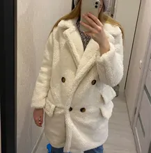 Fur Jacket Coats Teddy Faux-Fur Women Lambs Thick Long Winter Warm Chic Fashion Wool