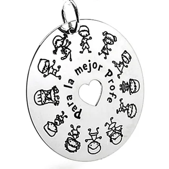 

Pendant 925 Sterling silver m disk-For the best teacher-35mm. [AB3611]
