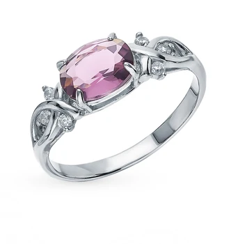 

Silver ring with amethyst and cubic zirconia sunlight sample 925