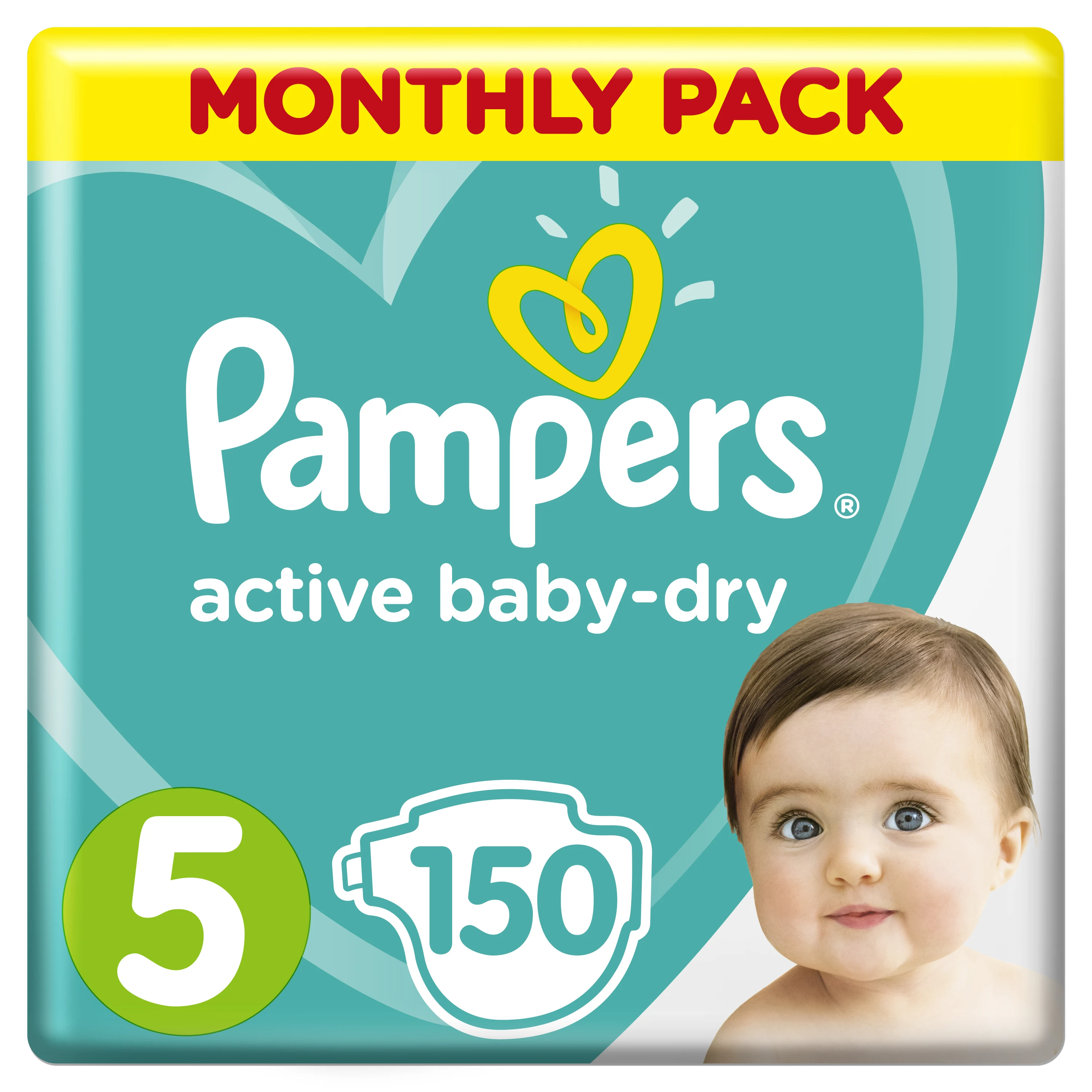 Подгузники Pampers Active Baby-Dry 11–16 кг, размер 5, 150шт