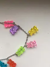 Collar de oso de dibujos animados de color caramelo, colorido Oso de resina hecho a mano, joyería para fiesta