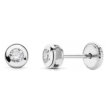 

Earrings 18k white gold chatón cubic zirconia 4mm. [AA2042]