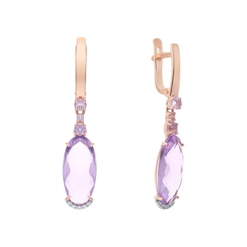 

Gold earrings with amethyst and cubic zirconia sunlight sample 585