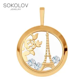 

Suspension SOKOLOV gold engraved fashion jewelry 585 women's male, pendants for neck women