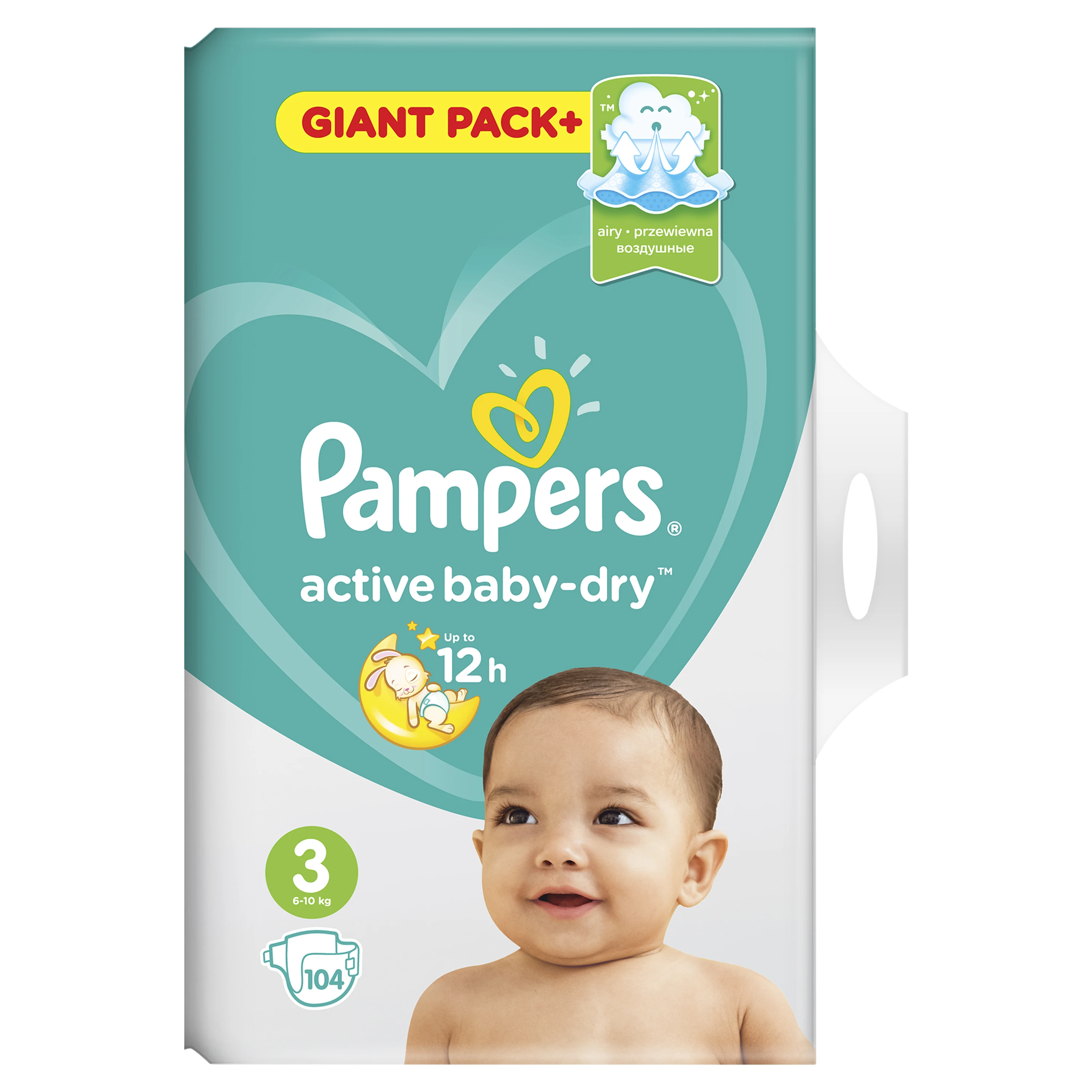 Подгузники Pampers Active Baby-Dry 6–10 кг, размер 3, 104шт