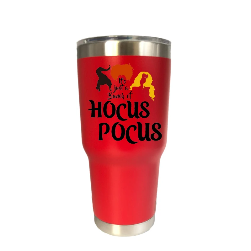 30 oz red Хэллоуин hous Pocus 20 унций тумблер путешествия автомобиль пивная кружка с двойными стенками Изолированная вакуумная фляжка из нержавеющей стали Термос кофейные кружки - Цвет: 30 oz red