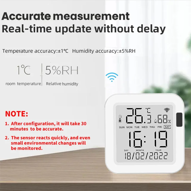 Tuya Temperature and Humidity Smart Sensor With Backlight for Smart Home var WiFi SmartLife Work with Alexa Google Assistant 5