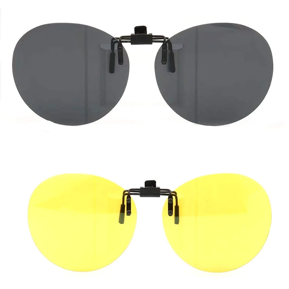 Polarized Lenses Flip-Up Clip On Sunglasses UV400 Driving Glasses Night Vision 
