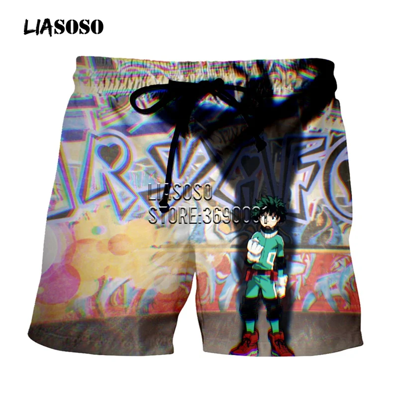 LIASOSO/мужские шорты с 3D принтом Todoroki Shouto Bakugou Katsuki, повседневные шорты, пляжные шорты, летние шорты X2796 - Цвет: 14