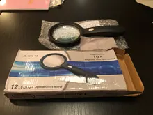 Lupa iluminada Glass-10X lupa de lectura grande de mano con 12 luz LED iluminada para personas mayores, reparación, monedas