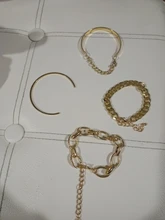 VKME-Conjunto de pulseras de cadena cubana Punk para mujer, brazaletes con abalorios de Color dorado grueso, estilo bohemio, Miami, 4 Uds.