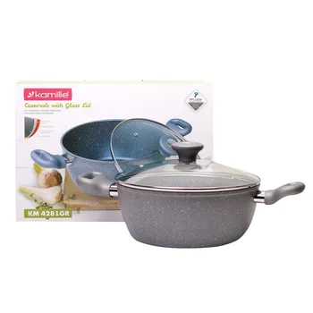 

Casserole 24 cm of cast aluminum with lid and non-stick coating "granite" Kamille, kml-4281gr
