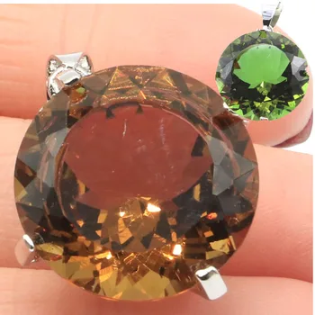 

32x20mm SheCrown Deluxe 20x20mm Round Shape Created Color Changing Spinel Zultanite Woman's Jewelry Silver Pendant