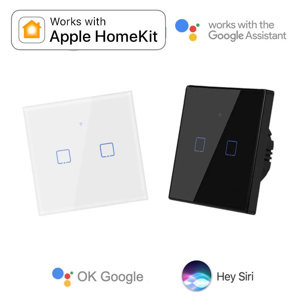 Apple Homekit Google Home Sonof TX 433 МГц стеклянный сенсорный дистанционный переключатель Siri