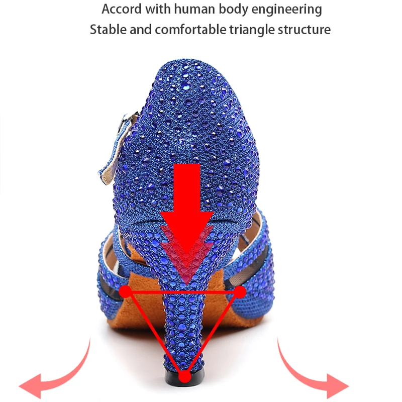 Woman Blue Red Strappy Latin Dance Shoes Ladies Suede Leather Bachata Salsa Dancing Shoes for Girls Performace Latino Shoes