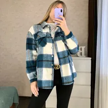 Plaid Shirt Blouses Oversize-Top Chic Fashion Women Woolen ZXQJ Female Casual Ladies