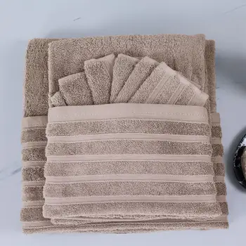 

Free shipping towel set 3 pieces 100% cotton purple HOME COLOR BEIG